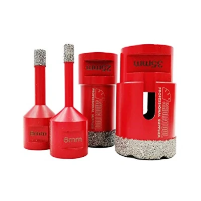 Image of SHDIATOOL Dry Diamond Drill Core Bits 4pcs / Set Diameter 6/8/25/35mm Vacuum Brazed Hole Saw M14 Thread for Tile Porcelain Granite Marble