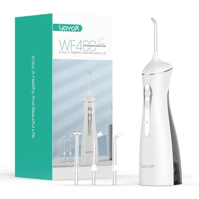 Image of VOYOR HEALTH Water Flosser for Teeth Cordless, Electric 3 Modes &amp; 4 Jet Tips, IPX7 Waterproof Portable Oral Irrigator Dental 250ML, Cleaner Travel Home WF400 (Grey)