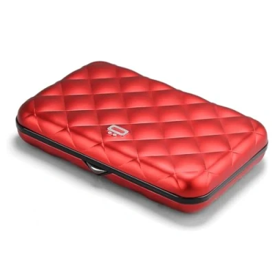 Image of ÖGON Quilted Aluminium Wallet for Women Lady case Credit Card Holder RFID Protection Up to 10 Cards and Banknotes Red