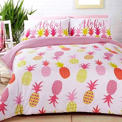 Image of Rapport Home Pineapples Duvet Set, Polyester Cotton, Multi Colour, Double
