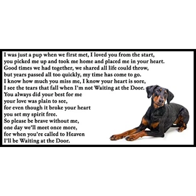 Image of Doberman Pinscher dog bereavement pet loss sympathy memorial Flexible Fridge Magnet Waiting at the Door