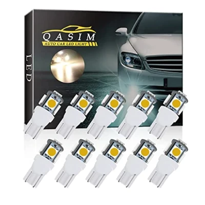 Image of Qasim 10pcs T10 W5W LED 501 194 168 Bulbs 5SMD 5050 Chipset Wedge for Car Interior Dome Dashboard Map RV License Plate Side Lights DC 12V Warm White