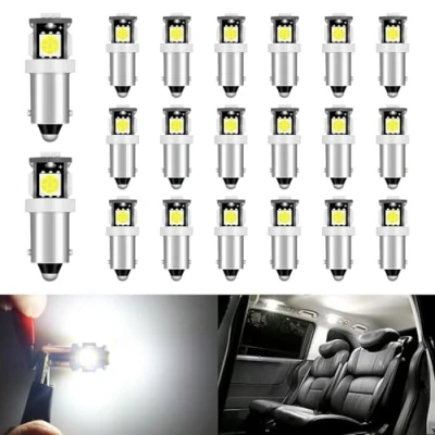 Image of Defvnsy T4W BA9S 53 LED Bulb, 12V White T11 57 Bulbs Single Contact Bayonet, 5SMD 5050 Car Bulb Replacement for Side Marker Light RV Boat Navigation Dome Map License Plate