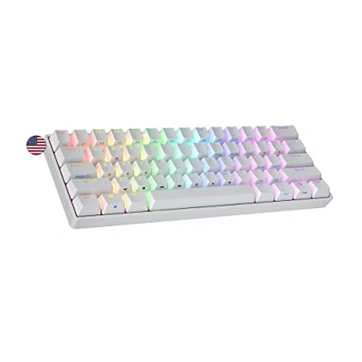 Image of Ranked S60 Supernova 60% Hot Swappable Mechanical Gaming Keyboard 61 Keys Multi Color RGB LED Backlit for PC/Mac Gamer US American Layout (White, Gateron Optical Speed Yellow)