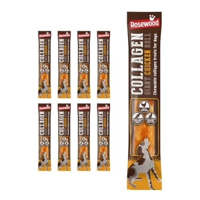 Image of Rosewood Collagen Giant Chicken Roll, Chewable Dog Treat for Large Breeds, Promotes Healthier Joints, Skin, and Coat 1pc, 70g (Case of 9 Packs)
