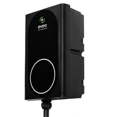Image of evec VEC03 EV Charger Electric Vehicle with 5m Cable Type 2 7.4kW Tethered Single Phase Wall Mount Home Level Black