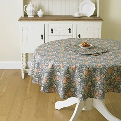 Image of Licensed William Morris Compton 147cm (58&quot;) Round Cotton Floral Tablecloth