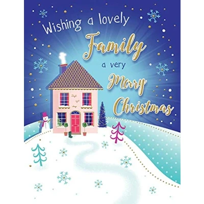 Image of Piccadilly Greetings Christmas Card to A Family 8 x 6 inches