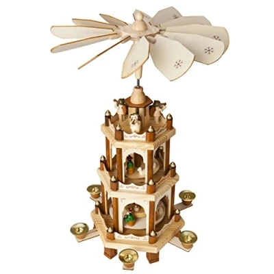 Image of BRUBAKER Wooden Christmas Pyramid 3 Levels 18 Inches (45 cm) Hand painted Figures