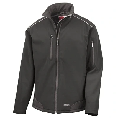 Image of Result R124A Ripstop Softshell Workwear Jacket Black/Black, 2X Large