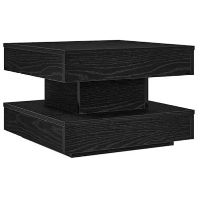Image of vidaXL 360 degree rotatable black coffee table engineered wood, ample storage, modern design for living room or office 50x50x34.5 cm