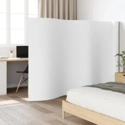 Image of vidaXL White Bamboo Room Divider Privacy Screen Modern Indoor Partition Panel for Living Room/Bedroom/Office, Easy to Clean, 800x165cm