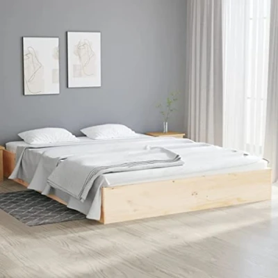 Image of vidaXL Solid Pinewood Bed Frame Small Double Size Uniquely Designed Rustic Style Superior Build with Sturdy Plywood Slats Requires Assembly 120x190 cm