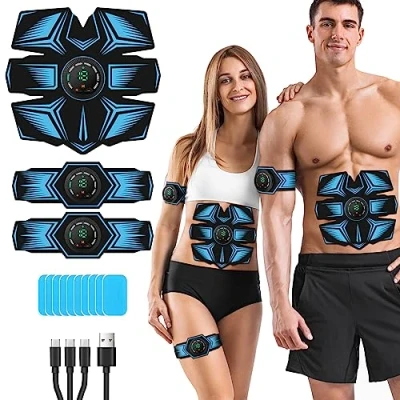Image of GROSBEAK EMS Muscle Stimulator ABS Trainer, Electric Abdominal Toner for Men and Women, 8 Modes AB Arms, Waist Rechargeable, Skin friendly （blue）