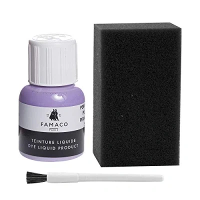 Image of Dye Design Paint for Leather and Faux Shoes, Trainers, with Sponge Brush, Famaco Liquid, 36 Colours Lilac