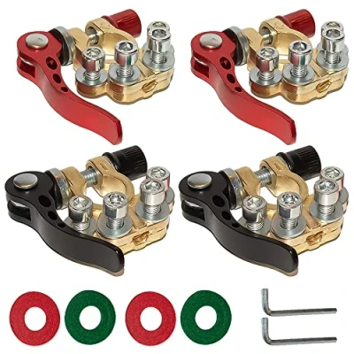 Image of 4 Pcs 12V/24V Battery Terminal Connectors, Quick Release Car Terminals, Way Positive and Negative Connectors for Cars Trucks Ships Buses