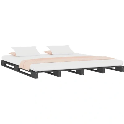 Image of vidaXL Pallet Bed without Mattress Grey 140x190 cm Solid Wood