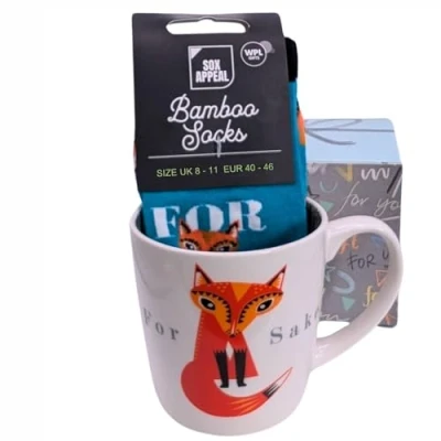 Image of Love Kates for Fox Sake Mug &amp; Socks Set Him Fun Foxy Gift Idea MSISO134M