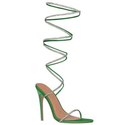 Image of Womens High Heel Diamante Strappy Open Toe Heels Ladies Leg Tie Up Lace Wraparound Sexy Barely There Party Evening Occasion Dressy Heeled Shoes Peep Comfort Sandals