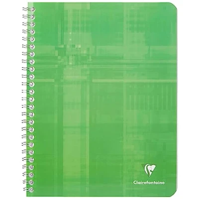 Image of Clairefontaine Ref 87244C Wirebound Notebook (50 Sheets) 17 x 22cm in Size, Square Ruling, 90gsm Brushed Vellum Paper, Laminated Card Cover Random Colour