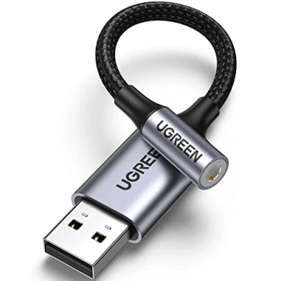 Image of UGREEN USB to 3.5mm Jack Audio Adapter External Sound Card Aux TRRS Headphone Microphone DAC Converter Compatible with PC Laptop PS5 PS4 Switch Raspberry Pi 400 Mac Windows Linux Headset Earphone