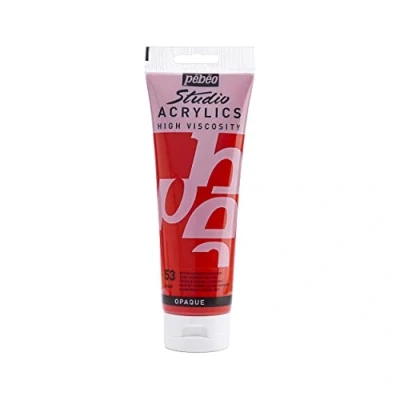 Image of Pébéo 169 053 Studio Acrylics Fine Acrylic Paint Red Cadmium Deep Hue, 250 ml