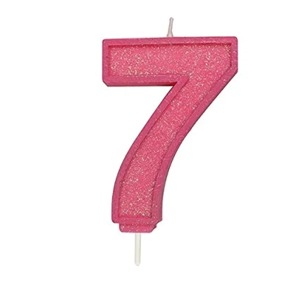 Image of CULPITT Sparkle Number Candles for Cake &amp; Cupcakes, Single Numbers from 0 9, Say Happy Birthday with These Candle Sparklers, Celebrate Birthdays Anniversaries Flair Pink 7
