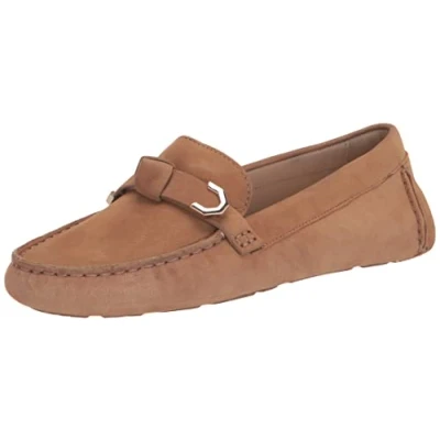 Image of Cole Haan Women&#039;s Evelyn Bow Driver Driving Style Loafer, Birch Beige Nubuck (Akuya), 5.5 UK