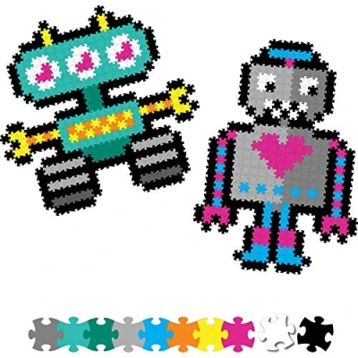 Image of Fat Brain Toys Jixelz 700 Piece Set Roving Robots Pixelated Puzzle Art For Children, Suitable Boys &amp; Girls Aged 6 Years And Above