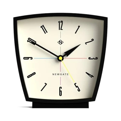 Image of NEWGATE® Odyssey Mantel Clock No Tick Silent Sweep Movement Modern Mantelpiece Small Clocks For Living Room Office Desk Arabic Dial (Black)