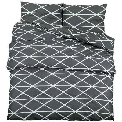 Image of vidaXL Duvet Cover Set Grey 135x200 cm Cotton