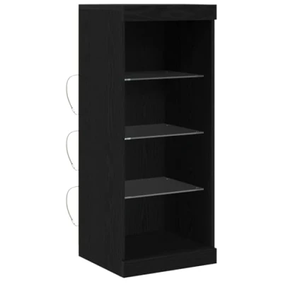 Image of vidaXL Sideboard with LED Lights Black Oak 41x37x100 cm