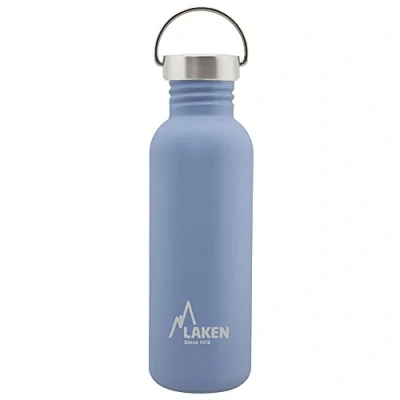 Image of LAKEN Unisex Adults Very Robust Stainless Steel Bottle 0.75L Blue with Vintage Lid 0.75