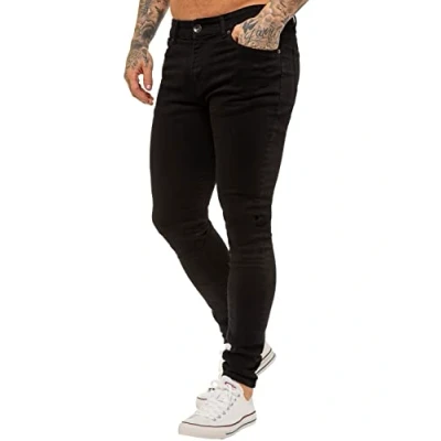 Image of BRAND KRUZE Designer Mens Jeans KZ106 Skinny Slim Fit Casual Super Stretch Denim Trousers Pants BLK 42 R
