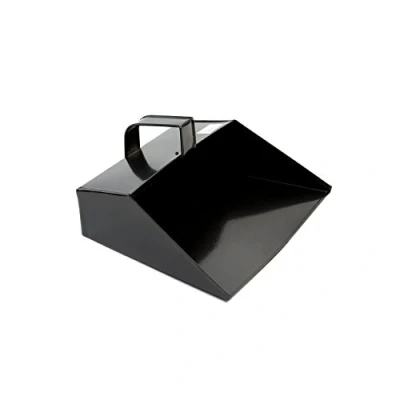 Image of COTTAM Heavy Duty Large Metal Dustpan (Black) With Handle Hooded Dust Pan / Collector Suitable For Cleaning Tasks at Home, Workshop &amp; Garden