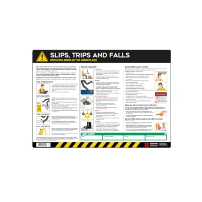 Image of Preventing Slips Trips &amp; Falls Safety Poster, Easy To Read Information Guide, Made From Anti Scuff Laminate PVC, W594mm x H420mm