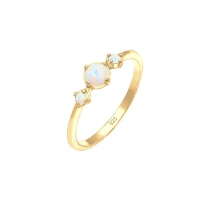 Image of Elli Ring Ladies Band Geo Vintage Trend with Synthetic Opal in 925 Sterling Silver