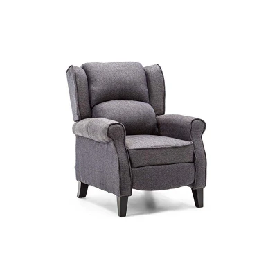 Image of More4Homes EATON WING BACK FIRESIDE HERRINGBONE FABRIC RECLINER ARMCHAIR SOFA CHAIR RECLINING CINEMA (Herringbone Blue)