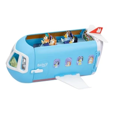 Image of Bluey 3 in 1 Transforming Plane Playset with The Heelers, Transforms to A Resort &amp; Boat, 25+ Sounds Phrases, 5 Figures Exclusive Captain Figure, Amazon