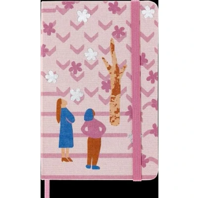 Image of Moleskine Limited Edition Notebook, Sakura Lined Layout and Fabric Hard Cover, 9 x 14 cm Pocket Size, Couples Theme Dark Pink Colour
