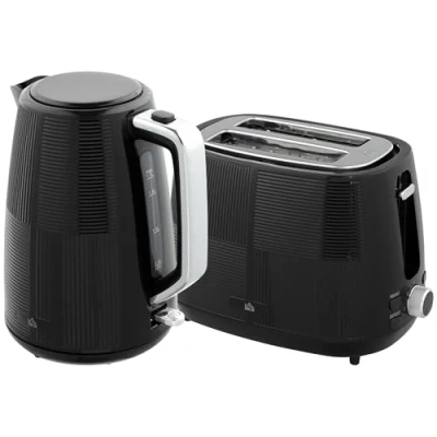 Image of HOMCOM Kettle and Toaster Set, 1.7L 3000W Fast Boil &amp; 2 Slice Kitchen Set with 7 Level Browning Controls, Defrost, Reheat, Dry Protection, Black