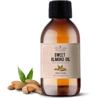 Image of Sweet Almond Oil for Hair 250ml, Pure Skin, Carrier Oil, Essential Oils Mixing, Ears, Face,