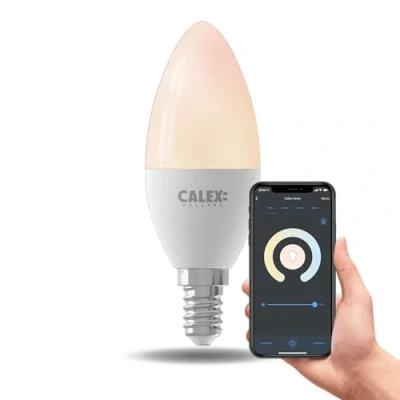 Image of CALEX Smart LED Bulb E14, WiFi Candle Bulb, Warm White Light, App and Works with Amazon Alexa Google Home, 5W