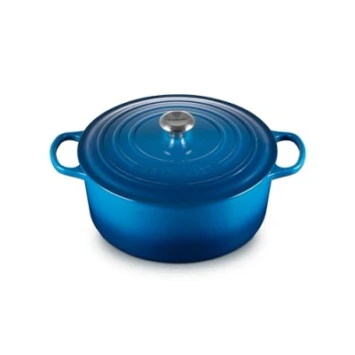 Image of LE CREUSET Cast Iron Signature Round Casserole, 30cm, Marseille Blue, 30 cm