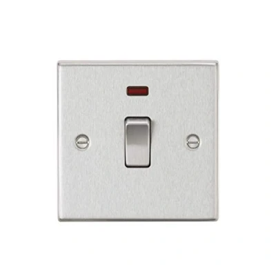 Image of KnightsBridge 20A 1G DP Switch with Neon Square Edge Brushed Chrome