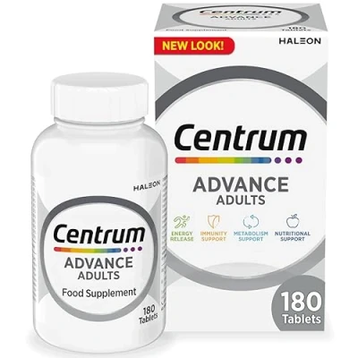Image of Centrum Advance Multivitamin &amp; Mineral Supplements, 24 essential nutrients including vitamin D, C, Calcium, Daily Tablets, 180 (Packaging and Tablet colour may vary slightly)