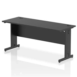 Image of Impulse 1600x600mm Straight Desk Black Top Cable Managed Leg