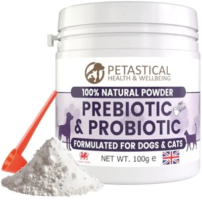 Image of Probiotics for Dogs, Cats, Prebiotic with Chicory Inulin, Canine Feline Probiotic Powder Digestive Health Pet Supplement, 100g