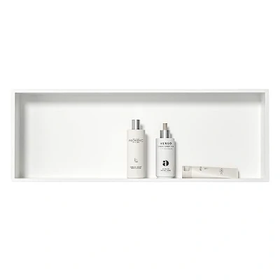Image of Bernkot White Shower Niche 304 Stainless Steel Recess 90 x 30 10 cm Wall No Tiles Required Over Mounted Installation