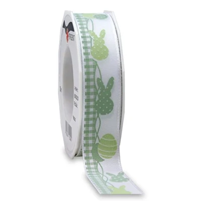 Image of Präsent Eindhoven Printed Ribbon Old Green 20 m Roll 25 mm width